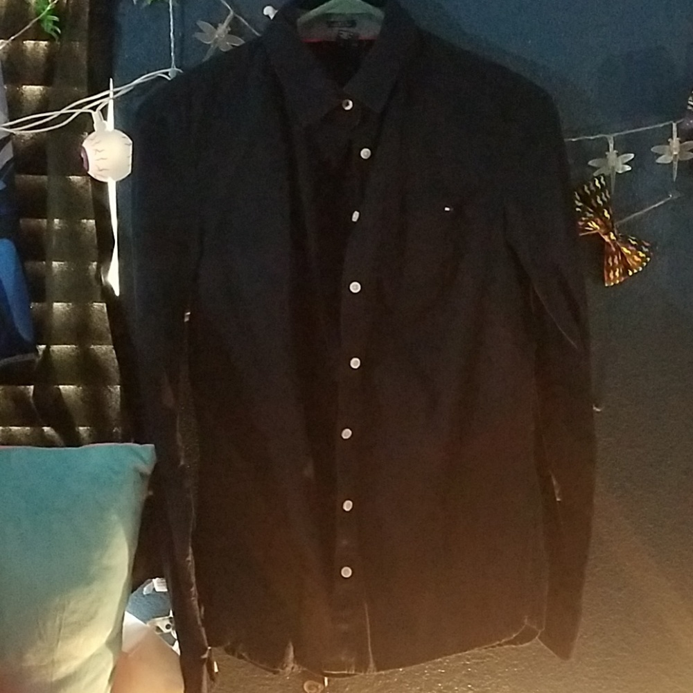 Navy button up